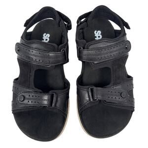 SAS Embark Sandals Sport Womens 8 WW Black Ash Leather Adjustable Made in USA